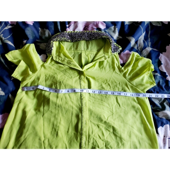 Cold Shoulder Sheer Button Up Top - Picture 6 of 6